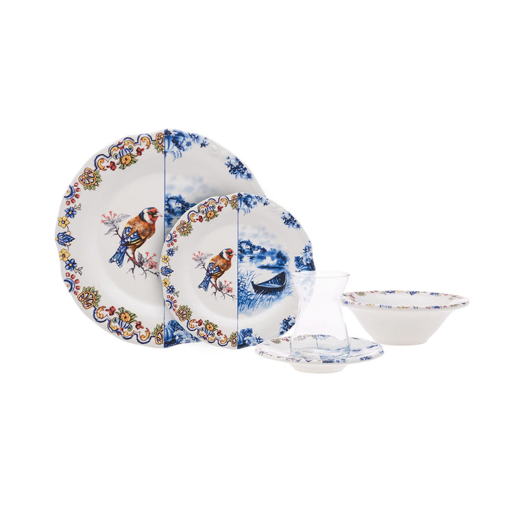 KARACA LELAND BIRDY 26-PIECE BREAKFAST SET, MULTICOLOR