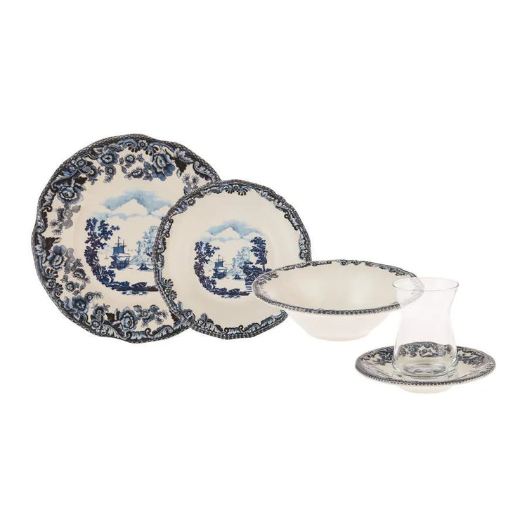 KARACA BLUE ILIAD 26 PIECE BREAKFAST SET NAVY BLUE