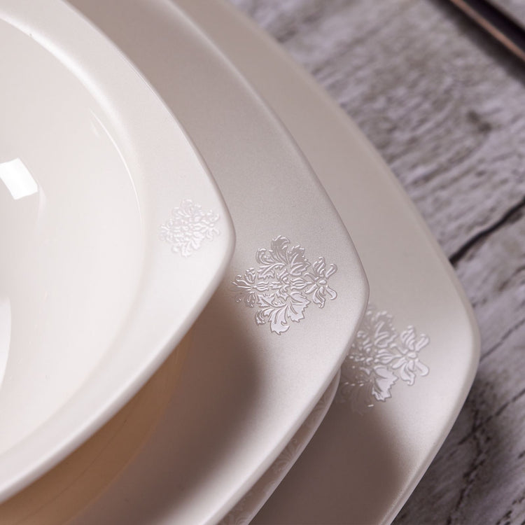 KARACA DEREN NEW BONE 57-PIECE 12 PERSON DINNER SET, WHITE