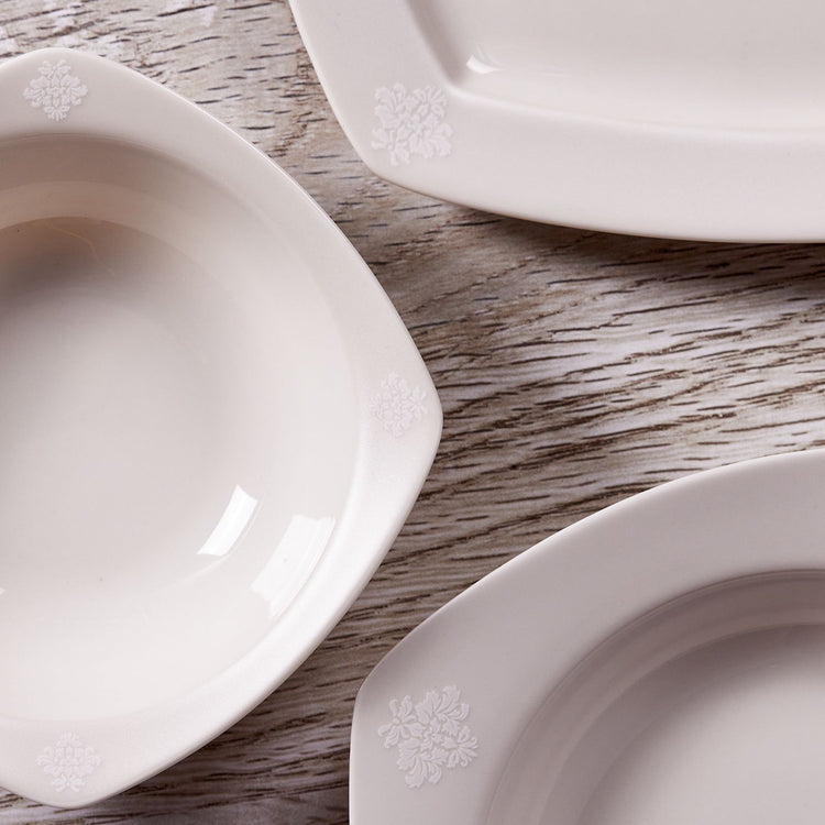 KARACA DEREN NEW BONE 57-PIECE 12 PERSON DINNER SET, WHITE