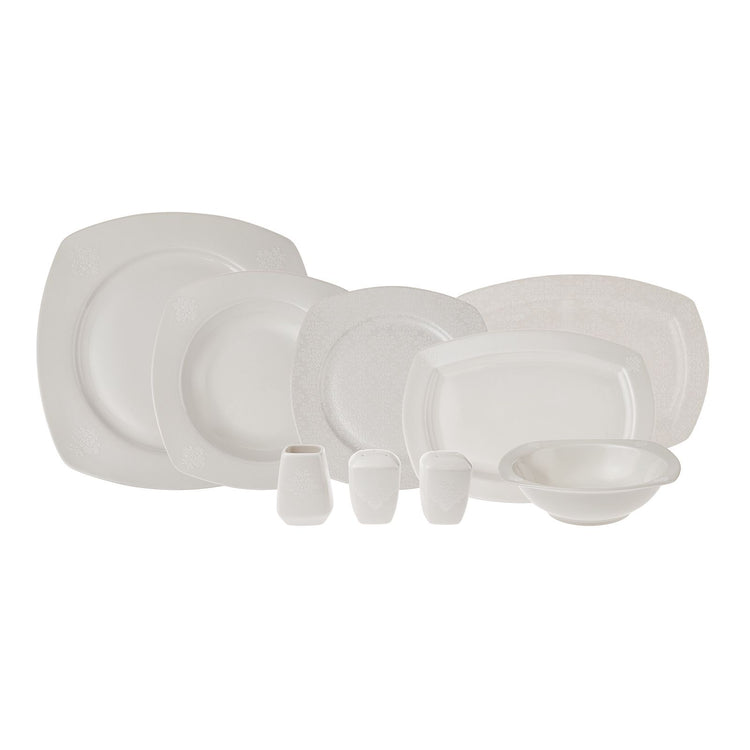 KARACA DEREN NEW BONE 57-PIECE 12 PERSON DINNER SET, WHITE