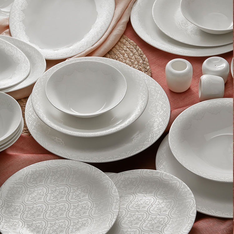 KARACA FINE PEARL ETERNAL 58-PIECE DINNER SET, WHITE