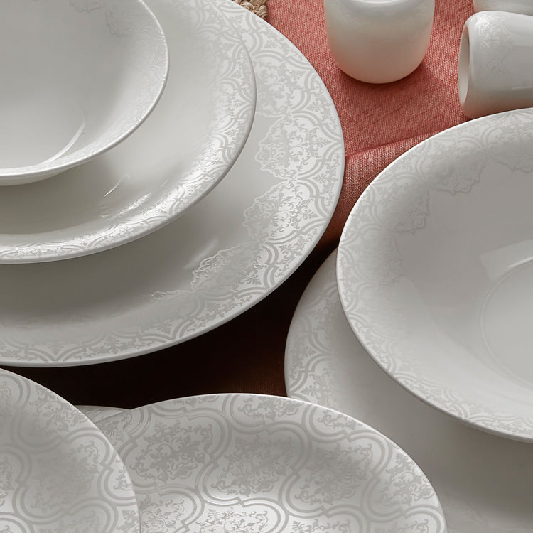 KARACA FINE PEARL ETERNAL 58-PIECE DINNER SET, WHITE