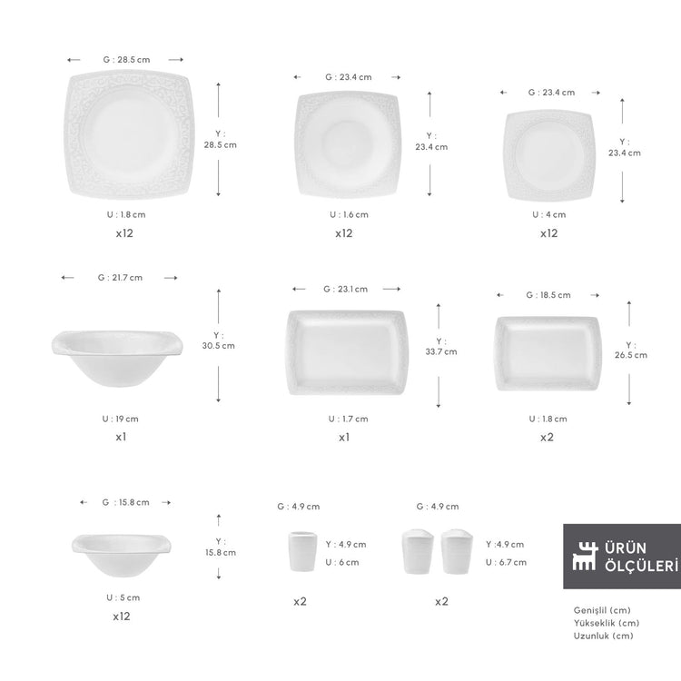 KARACA FINE PEARL ROMA 58-PIECE DINNER SET, WHITE