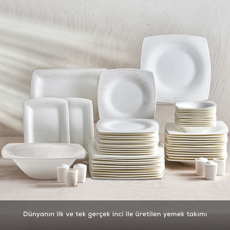 KARACA FINE PEARL ROMA 58-PIECE DINNER SET, WHITE