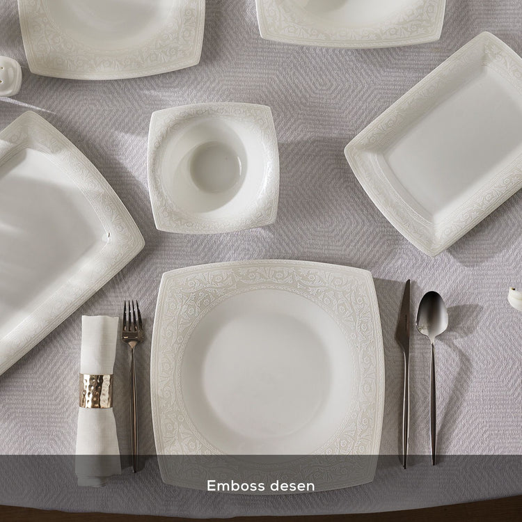 KARACA FINE PEARL ROMA 58-PIECE DINNER SET, WHITE