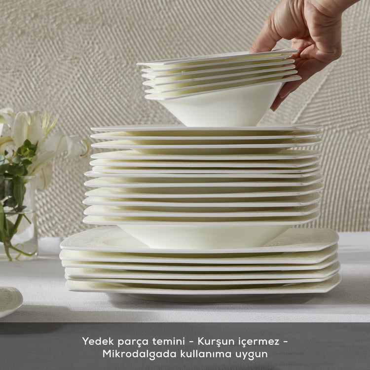 KARACA FINE PEARL ROMA 58-PIECE DINNER SET, WHITE