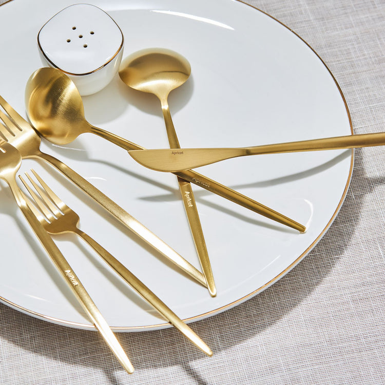 APRICOT FARO 24 PIECE CUTLERY SET BOXED, MATTE GOLD