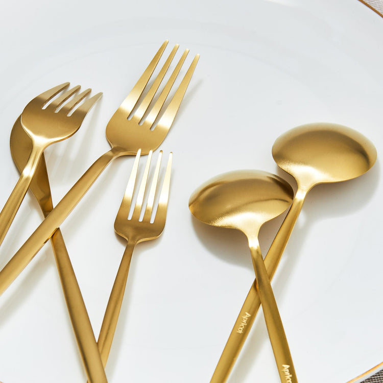 APRICOT FARO 24 PIECE CUTLERY SET BOXED, MATTE GOLD