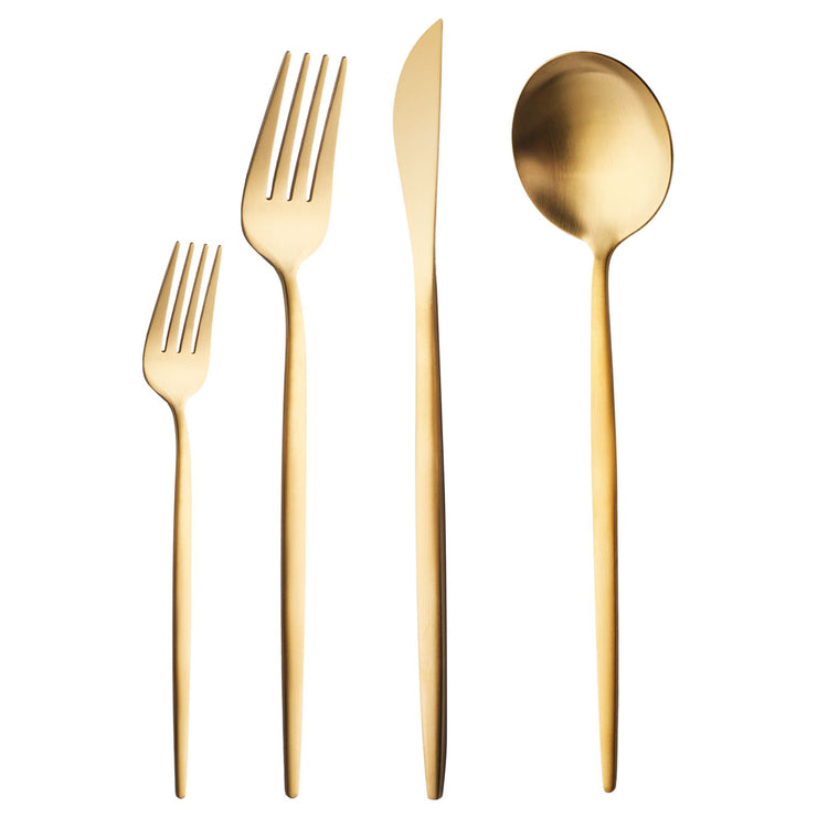 APRICOT FARO 24 PIECE CUTLERY SET BOXED, MATTE GOLD