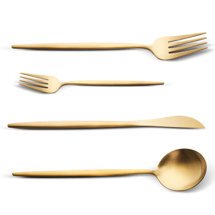 APRICOT FARO 24 PIECE CUTLERY SET BOXED, MATTE GOLD