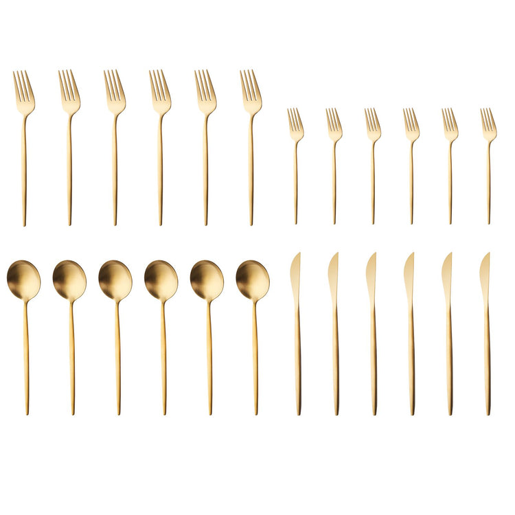 APRICOT FARO 24 PIECE CUTLERY SET BOXED, MATTE GOLD