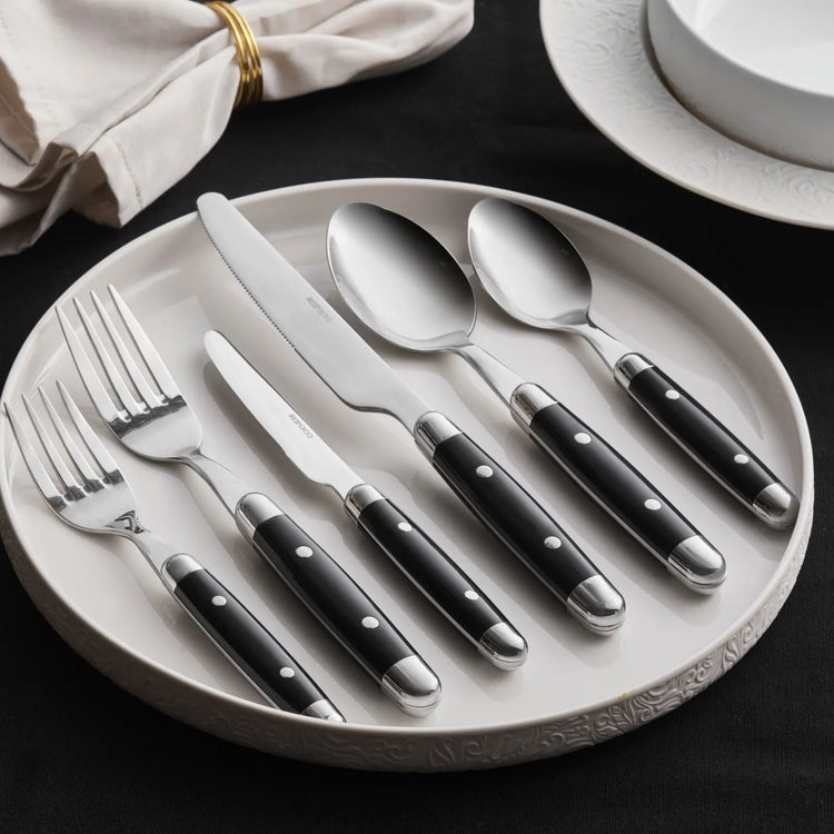 KARACA ALINA BLACK 36 PIECE CUTLERY SET 6 PERSON