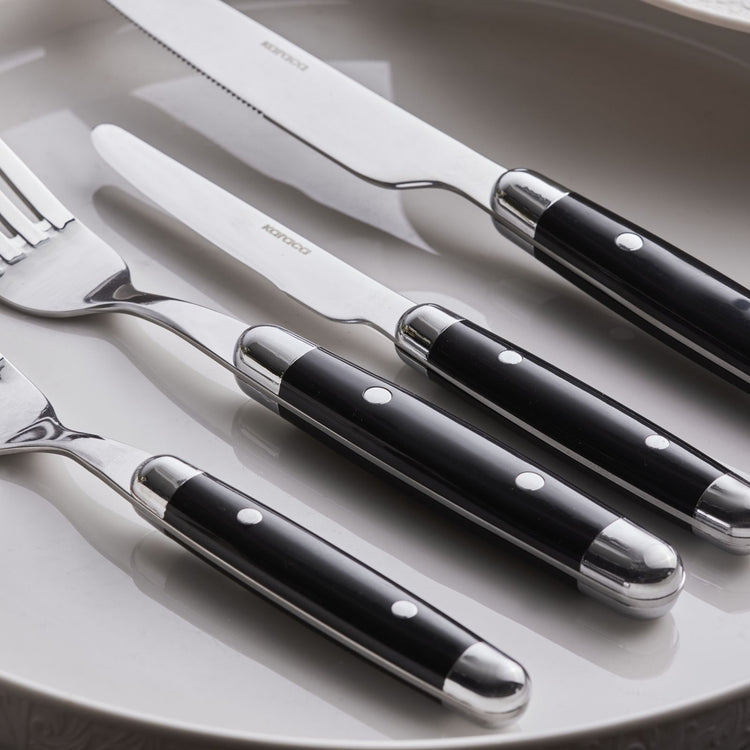 KARACA ALINA BLACK 36 PIECE CUTLERY SET 6 PERSON