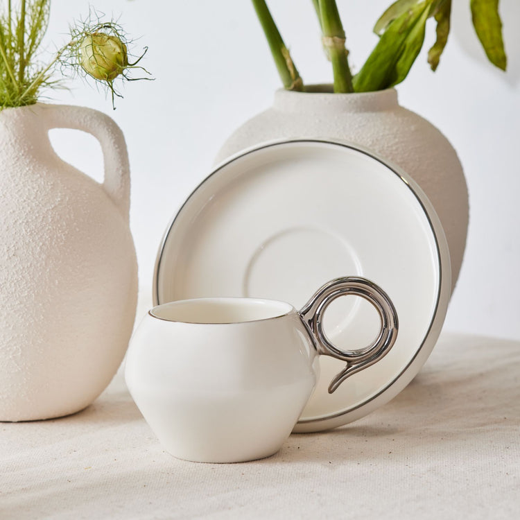 KARACA VENUS 2 PERSON LARGE SIZE COFFEE CUP SET, PLATINUM