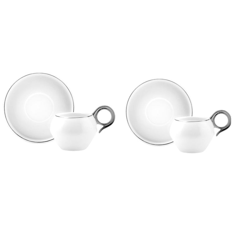 KARACA VENUS 2 PERSON LARGE SIZE COFFEE CUP SET, PLATINUM