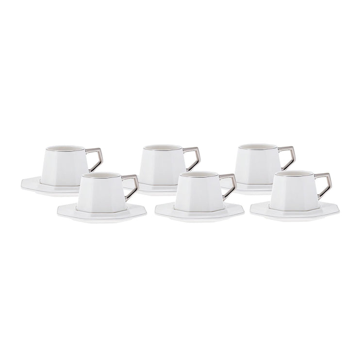 KARACA STREAMLINE ZEHER 6 PERSON COFFEE CUP SET, WHITE
