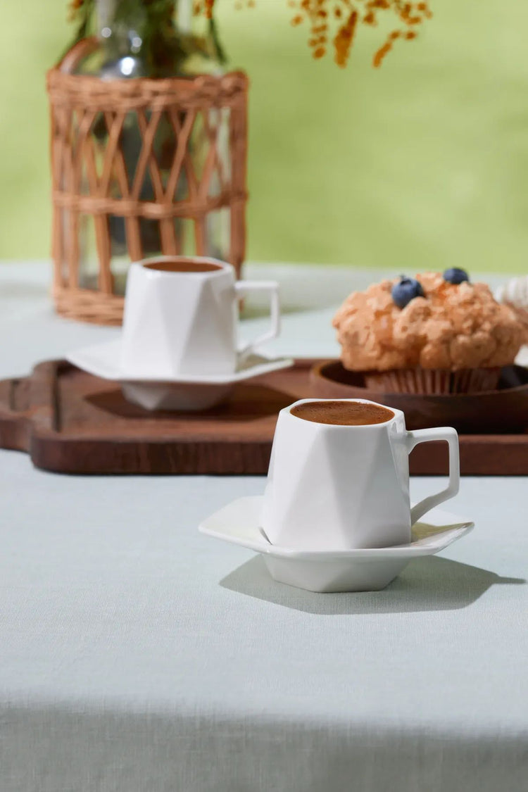 KARACA GALA 2 PERSON 90 ML COFFEE CUP SET, WHITE