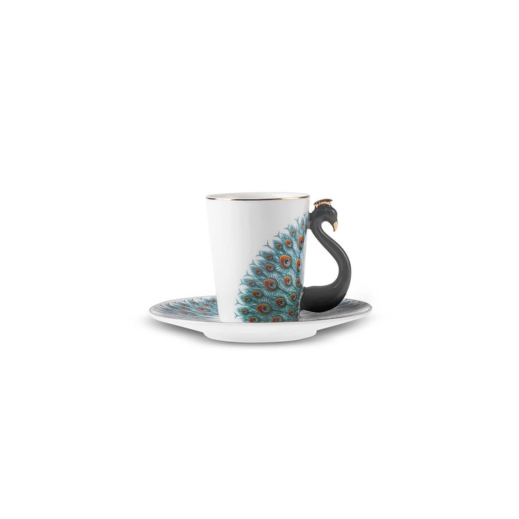 KARACA PEACOCK 2 PERSON COFFEE CUP SET , MULTICOLOR