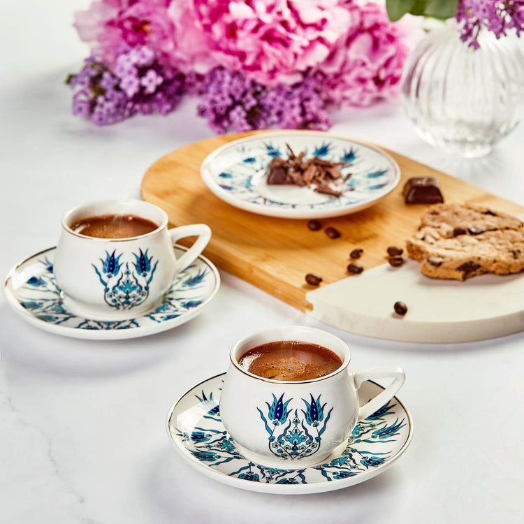 KARACA IZNIK NEW FORM 6 PERSON COFFEE SET, BLUE