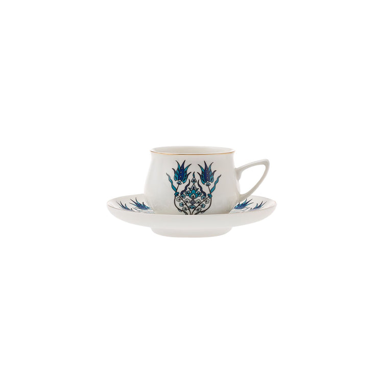 KARACA IZNIK NEW FORM 6 PERSON COFFEE SET, BLUE
