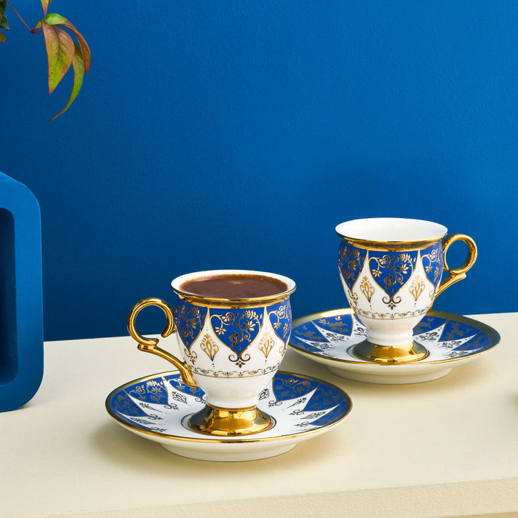 KARACA MERVE 2 PERSON 100 ML COFFEE CUP SET, BLUE