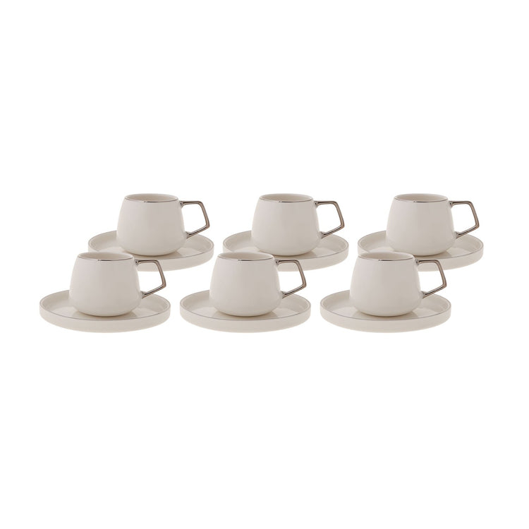 KARACA SATURN 6 PERSON COFFEE CUP SET, PLATINUM