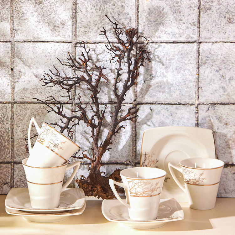 KARACA AUTUMN 6-PERSON COFFEE CUP SET, WHITE