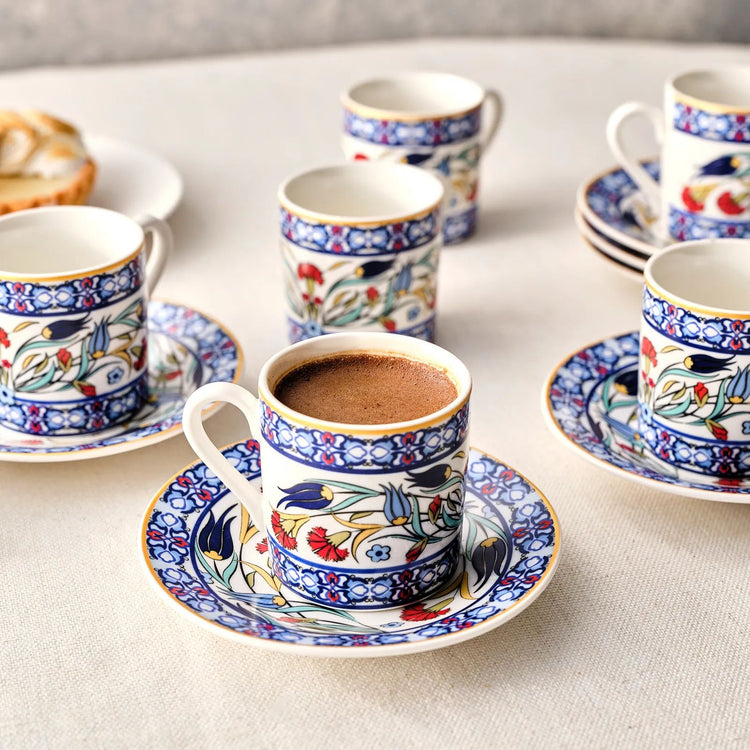 KARACA RUMELİ 6-PERSON 80 ML COFFEE CUP SET, BLUE