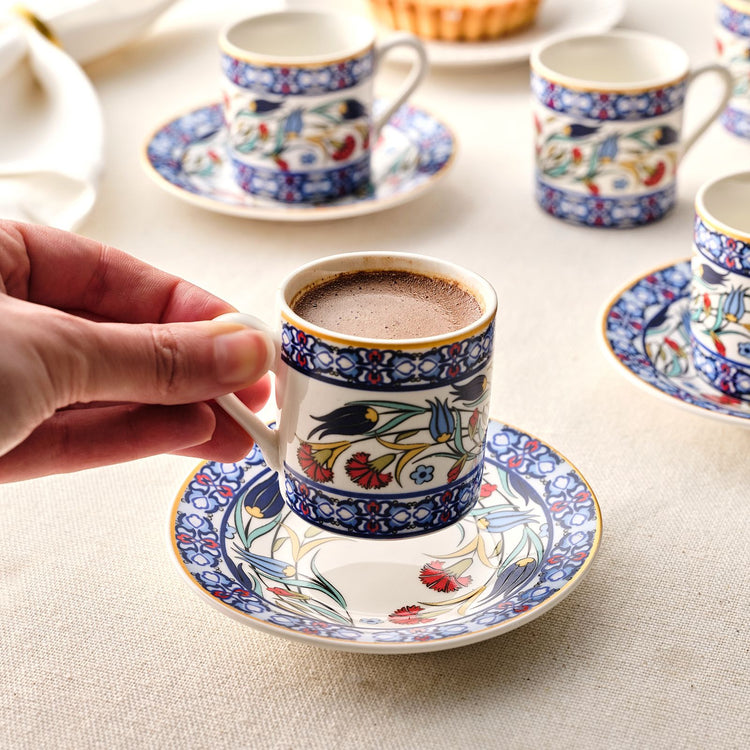 KARACA RUMELİ 6-PERSON 80 ML COFFEE CUP SET, BLUE