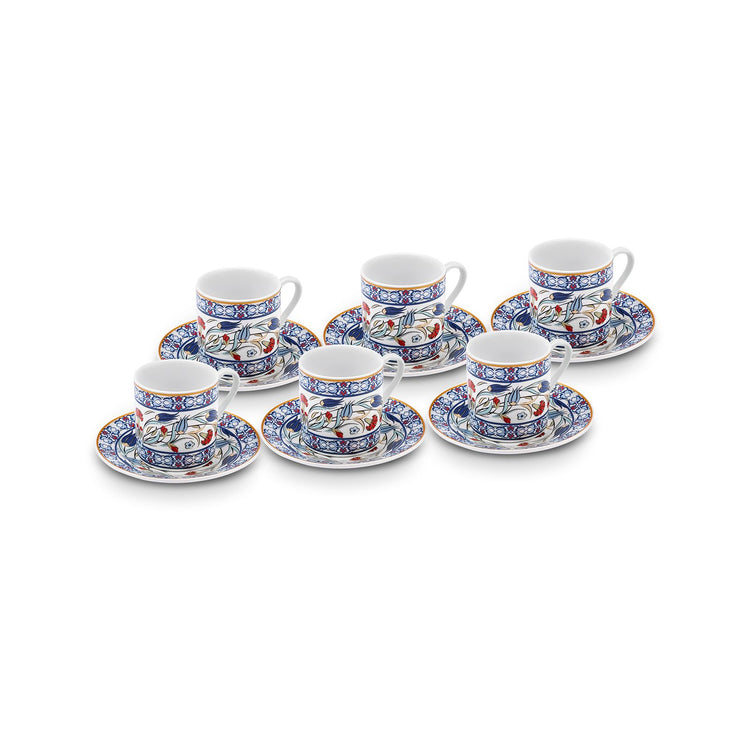 KARACA RUMELİ 6-PERSON 80 ML COFFEE CUP SET, BLUE