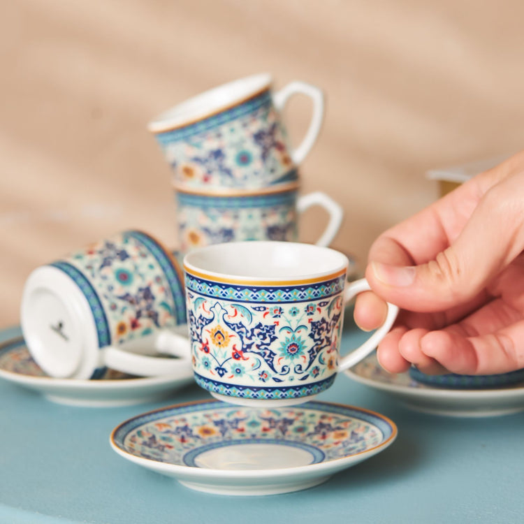 KARACA BEYLERBEYİ 6-PERSON 80 ML COFFEE CUP SET, BLUE