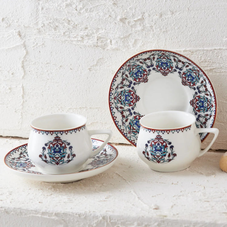 KARACA NAKKAŞ 2-PERSON COFFEE CUP, RED