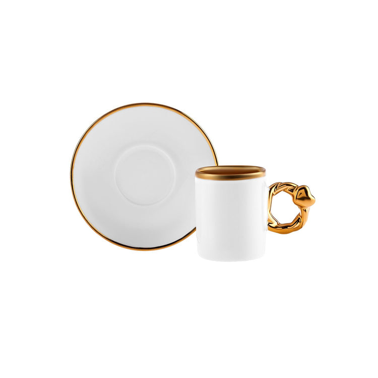 KARACA HEART SHAPED 6-PERSON 80 ML COFFEE CUP SET, WHITE