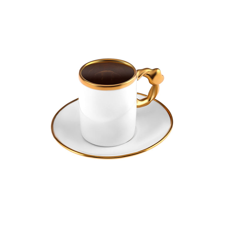 KARACA HEART SHAPED 6-PERSON 80 ML COFFEE CUP SET, WHITE