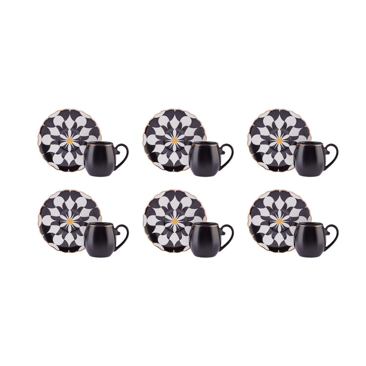 KARACA GEOS 6-PERSON COFFEE CUP SET, BLACK