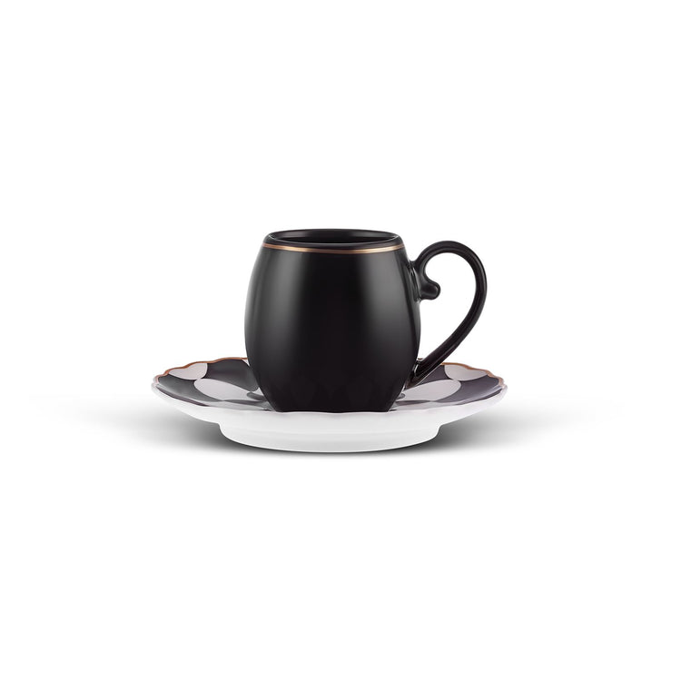KARACA GEOS 6-PERSON COFFEE CUP SET, BLACK