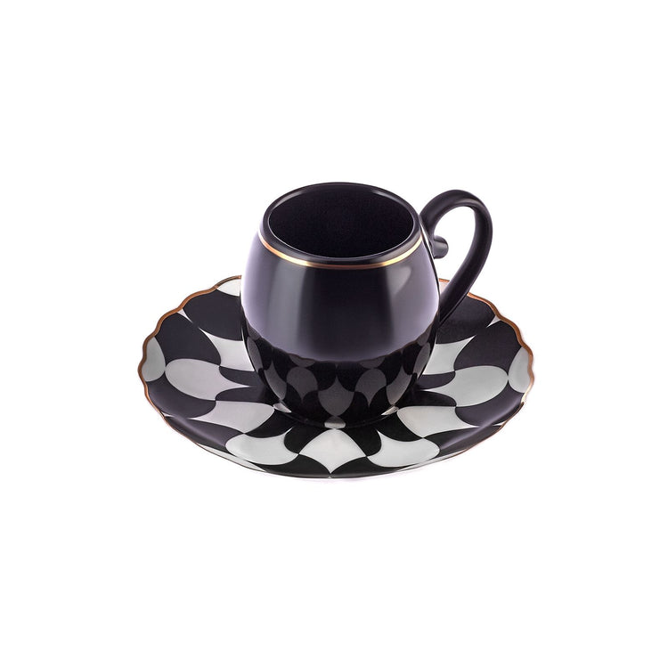 KARACA GEOS 6-PERSON COFFEE CUP SET, BLACK