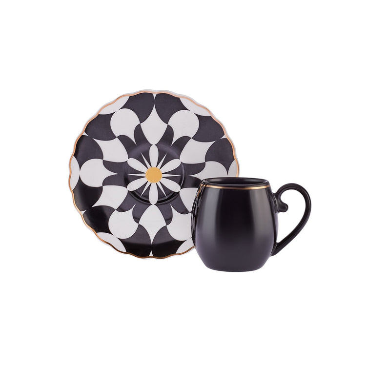 KARACA GEOS 6-PERSON COFFEE CUP SET, BLACK