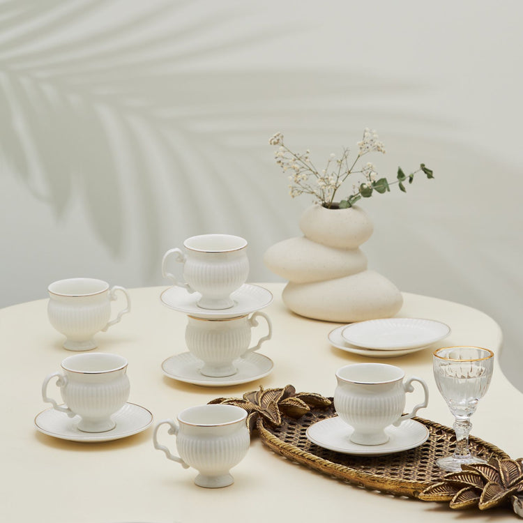 KARACA MALTA 6-PERSON 100 ML COFFEE CUP SET, WHITE