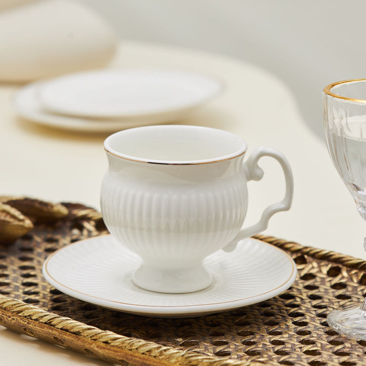 KARACA MALTA 6-PERSON 100 ML COFFEE CUP SET, WHITE