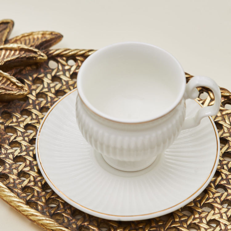 KARACA MALTA 6-PERSON 100 ML COFFEE CUP SET, WHITE