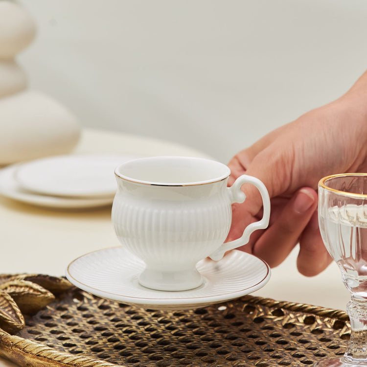 KARACA MALTA 6-PERSON 100 ML COFFEE CUP SET, WHITE