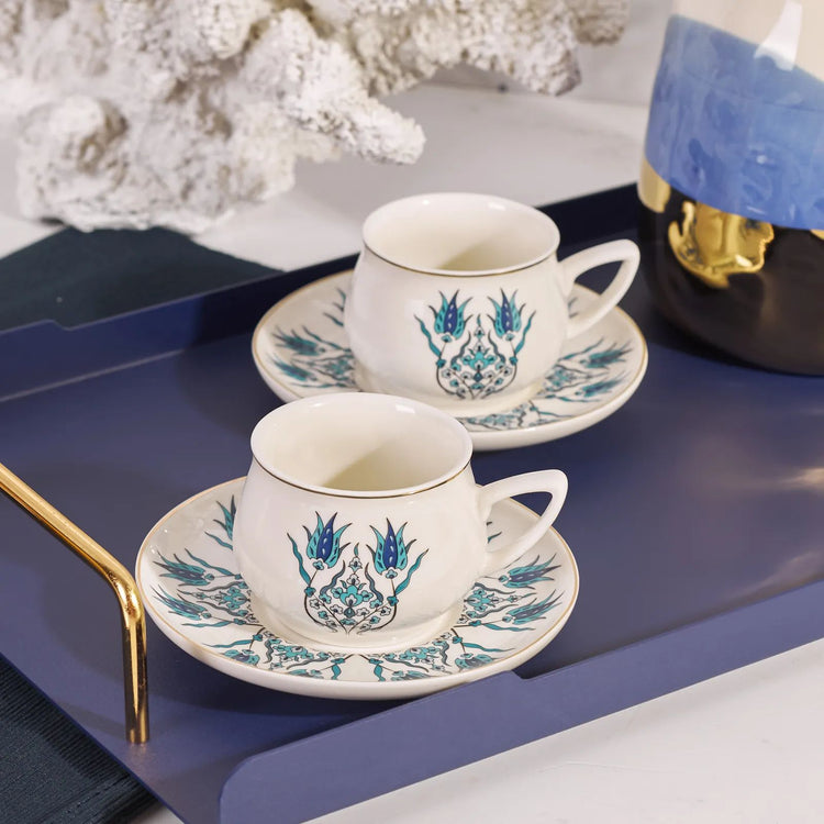 KARACA IZNIK NEW FORM 2-PERSON COFFEE CUP SET, BLUE