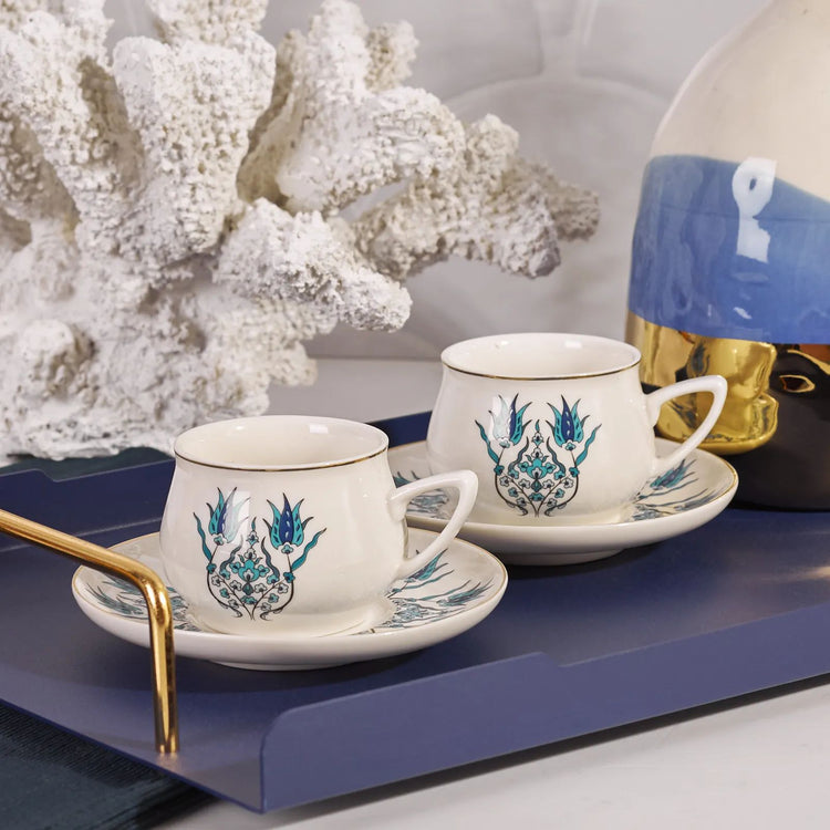KARACA IZNIK NEW FORM 2-PERSON COFFEE CUP SET, BLUE