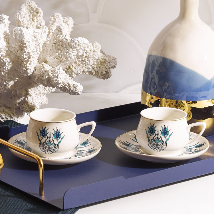 KARACA IZNIK NEW FORM 2-PERSON COFFEE CUP SET, BLUE