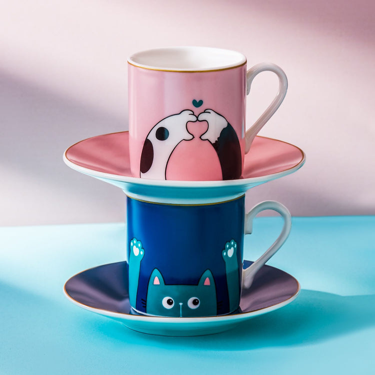 KARACA PAWS 6-PERSON COFFEE CUP, MULTICOLOR