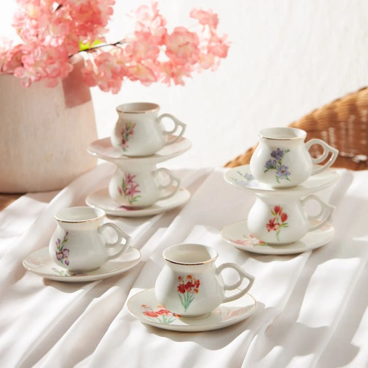 KARACA BOTANIC 6-PERSON 80 ML COFFEE CUP SET, MULTICOLOR