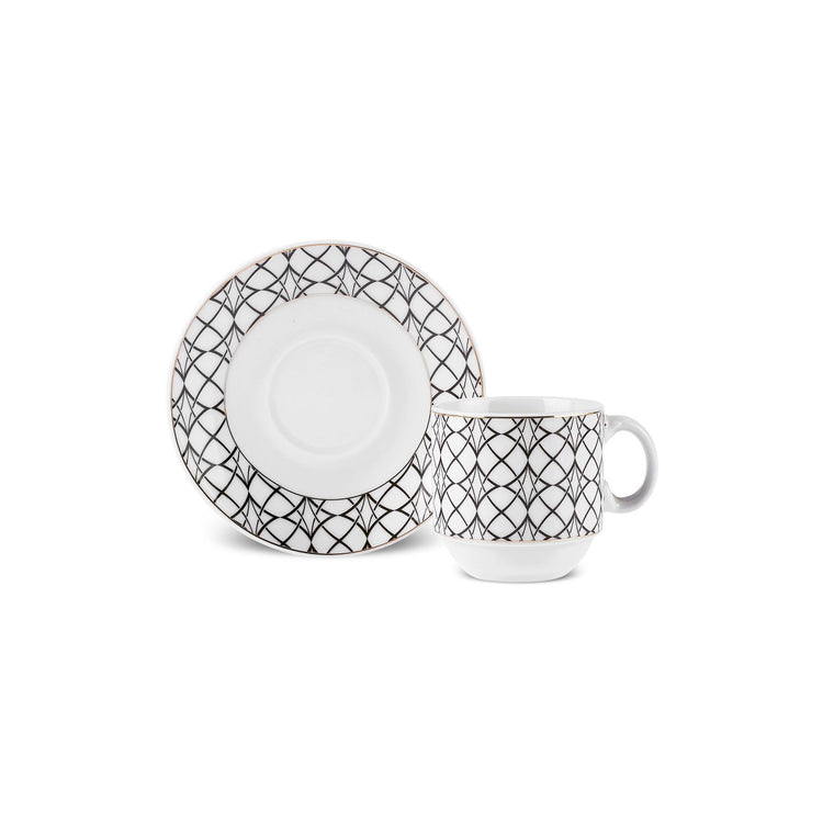 KARACA MIA 6-PERSON 90 MLCOFFEE CUPS With STAND, BLACK