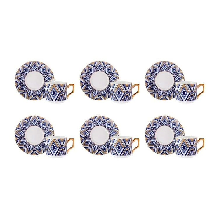 KARACA BERGAMA 6-PERSON 100 ML COFFEE CUP SET, BLUE